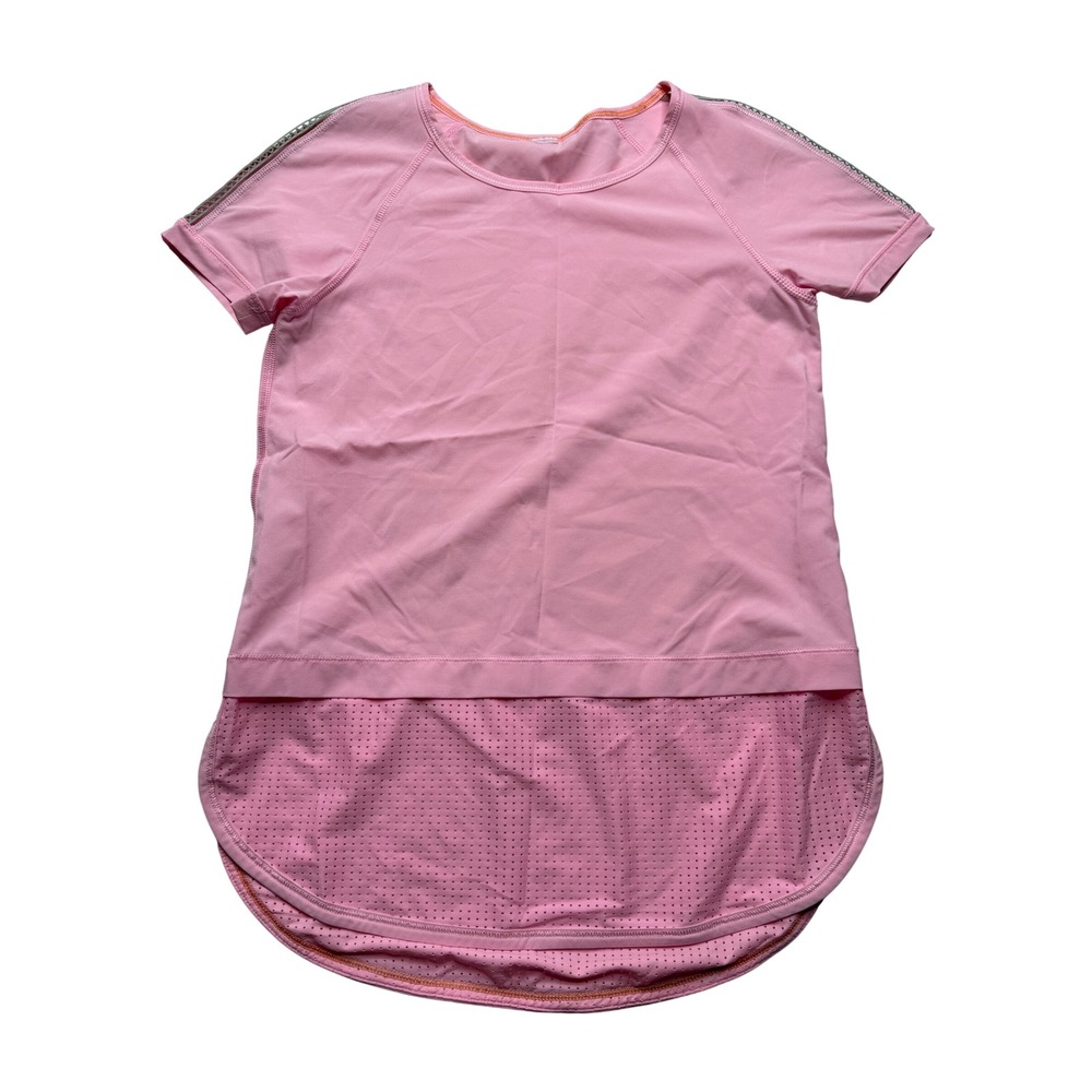IVIVVA Run Day Fun Day Girl Performance Tee Pink Mesh Drop Tail Girl's‎ Size 12